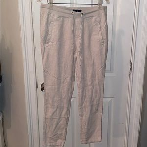 GAP Linen Tan/Cream Straight-Leg Trouser Pants!